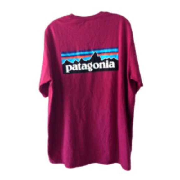 Patagonia Men’s T-Shirt Sz XL Red Purple Logo Graphic Print Short Sleeve Cotton - Picture 2 of 9